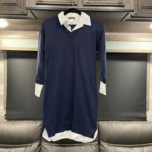 Venus navy dress with faux undershirt XS